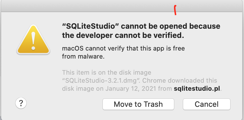 SQLiteStudio: cannot be opened because the developer cannot be verified Error message (Photo by AZ World News) 