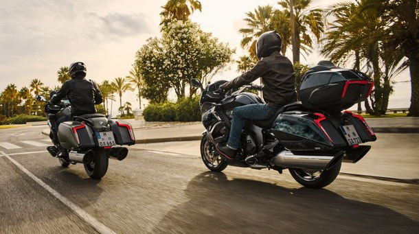 BMW K 1600 motorcycle rear side view