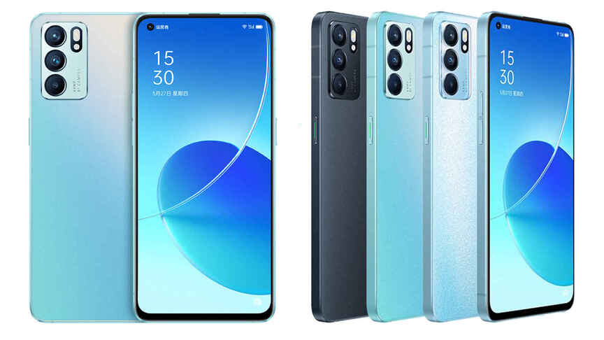 OPPO Reno7 SE, Reno7 i Reno7 Pro OPPO Reno7 SE, Reno7 and Reno7 Pro front and back view