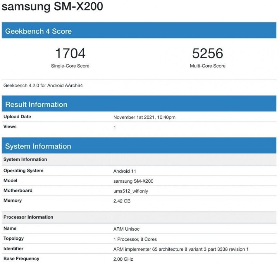 Samsung Galaxy Tab A8 SM-X200 Samsung Galaxy Tab A8 SM-X200 Sistem configuration
