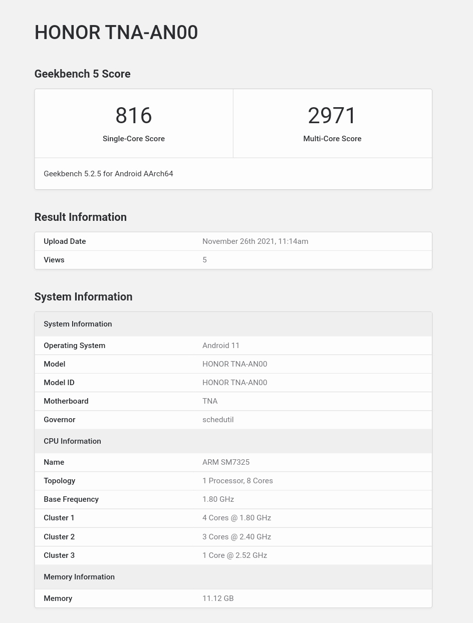 Huawei Honor 60 smartphone benchmark Huawei Honor 60 smartphone benchmark