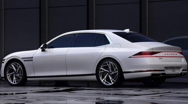 New Genesis G90 2023 Sedan side rear view