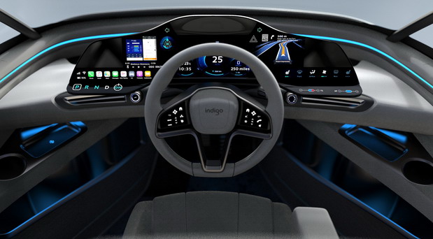 New Indigo Flow EV interior view front panel