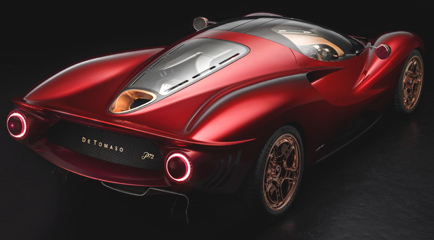 New 2023 De Tomaso P72 rear side view New 2023 De Tomaso P72 rear side view