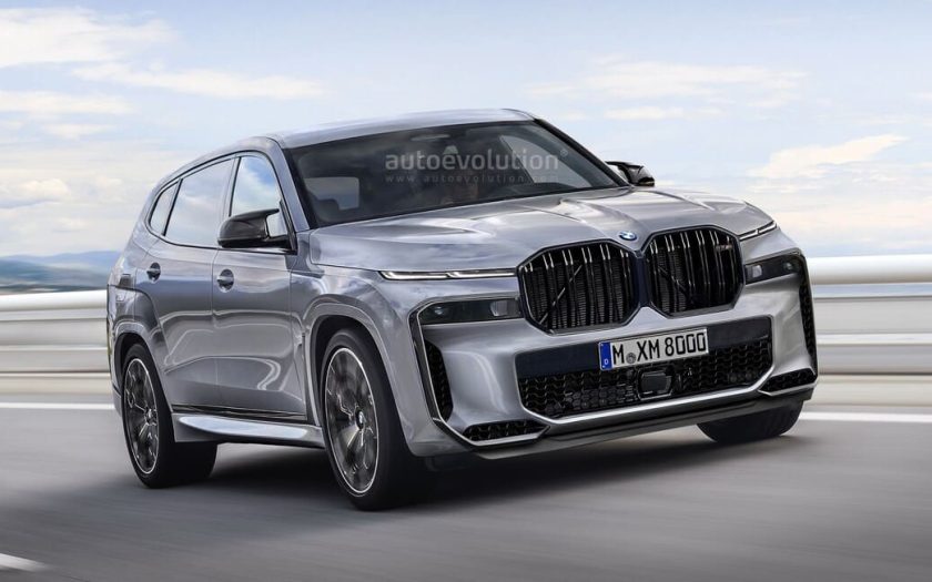 2023 BMW X8 M Crossover SUV Rendered Look front side view
