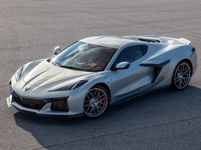 2023 Chevrolet Corvette Z06 supercar silver color side front view