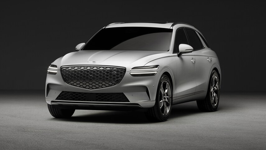 New 2023 Genesis GV70 electric SUV New 2023 Genesis GV70 electric SUV front side view