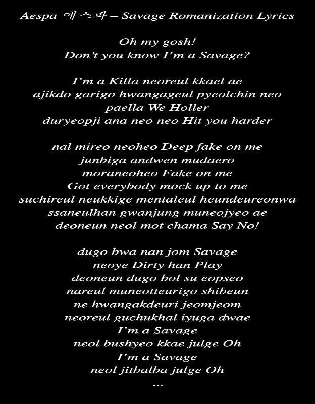Aespa Savage Romanization Lyrics (Lyric Art by AZ World News)