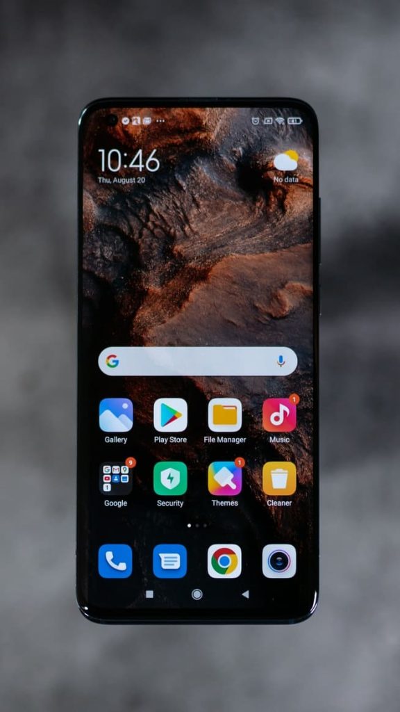 Android phone with apps front view