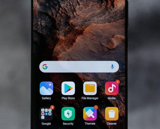 Android phone with apps front view