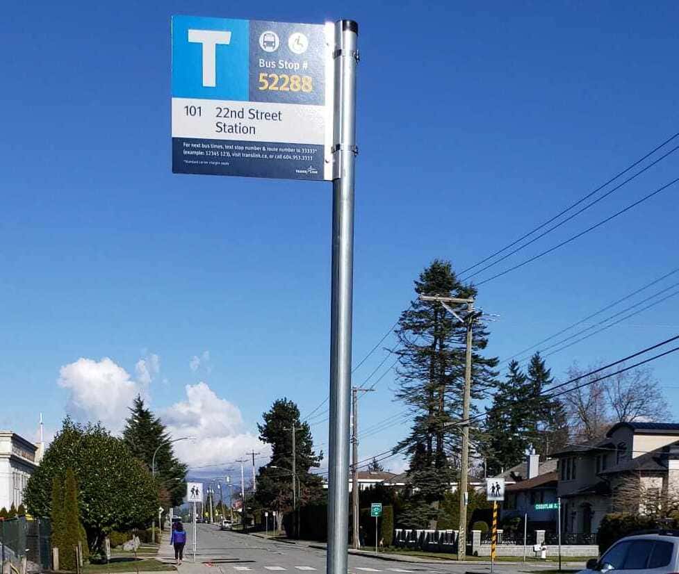 Bus Stop number 52288 Westbound Armstrong Ave at Coquitlam St. Photo r. Photo rights AZ World New