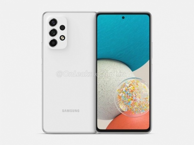 Galaxy A53 renders show a flat panel and a less prominent camera bump