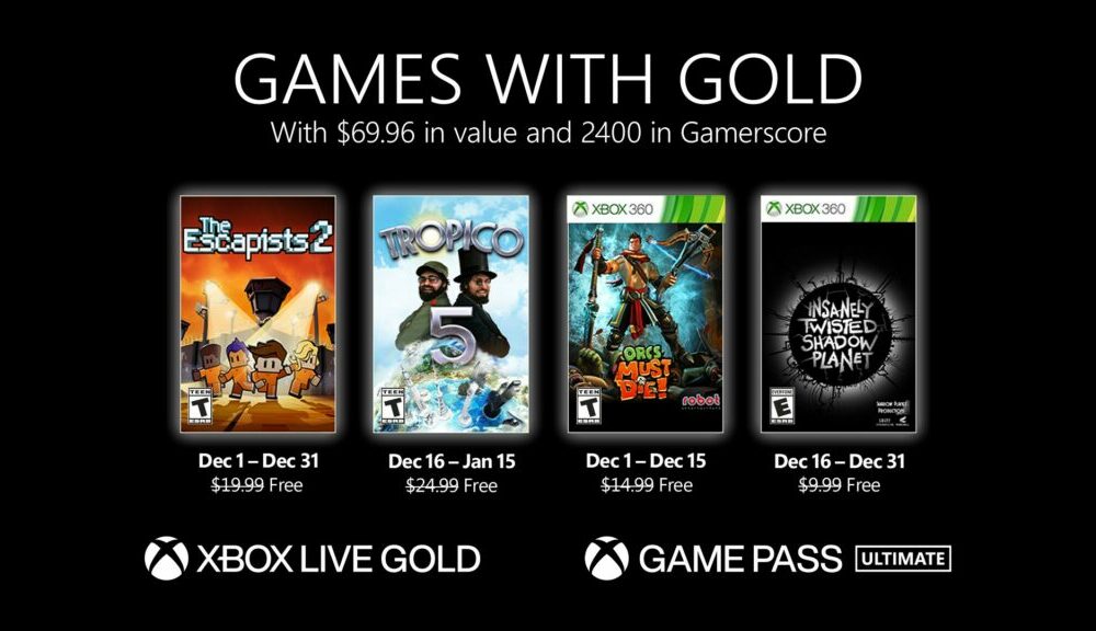 "Games With Gold" "Games With Gold" offer revealed for December