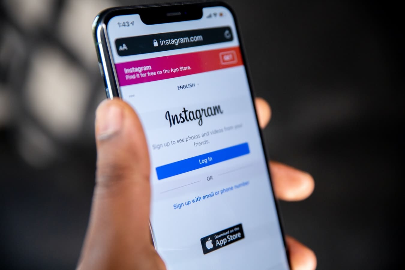 Instagram app on smartphone Instagram app on smartphone
