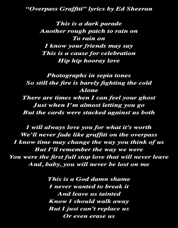 Overpass Graffiti lyrics by Ed Sheeran Lyric Art by AZ World News