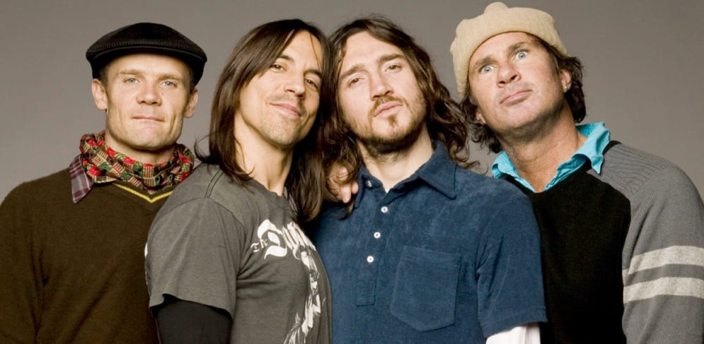 Rock band red hot chili peppers with guitarist John Frusciante