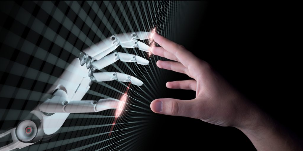 What is artificial intelligence What is artificial intelligence (AI) two hands robotic and human