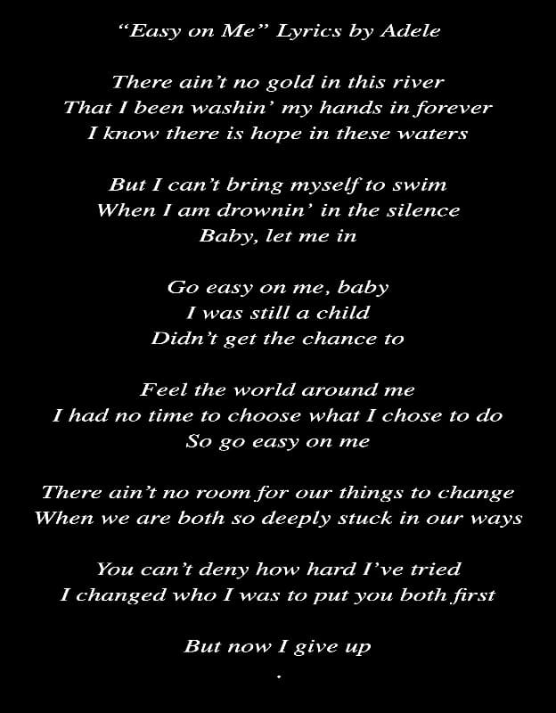 Adele "Easy on Me" Lyrics (Lyric Art by AZ World News)