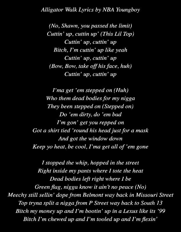 alligator walk lyrics by nba youngboy lyric art photo by AZ WOrld News