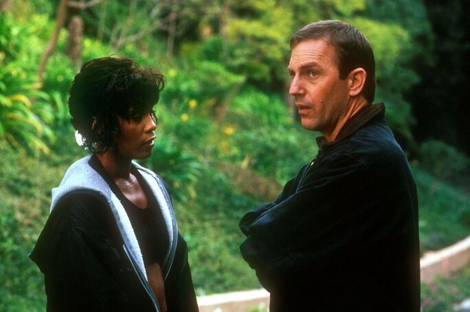 Whitney Houston and Kevin Costner in The Bodyguard