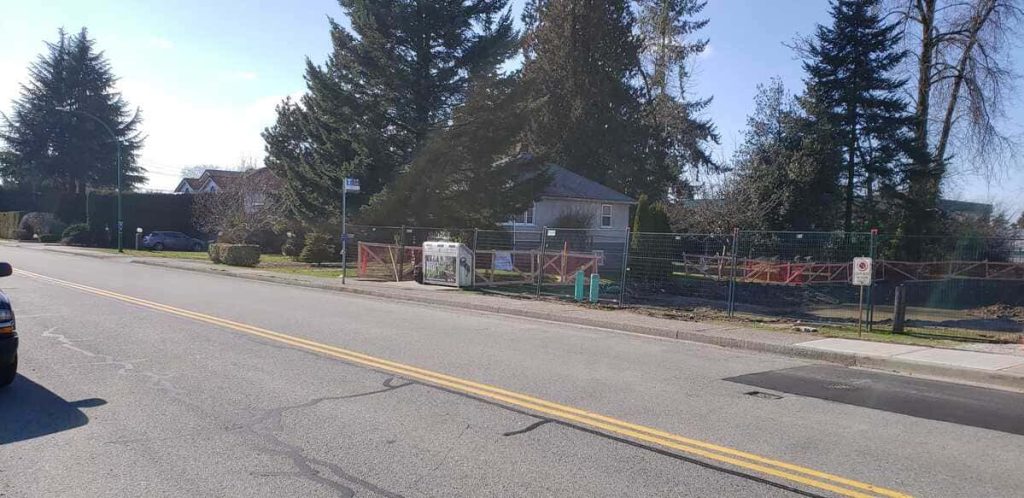 bus stop 52288 Westbound Armstrong Ave at Coquitlam St on 8585 Armstrong Ave. Photo rights AZ World New