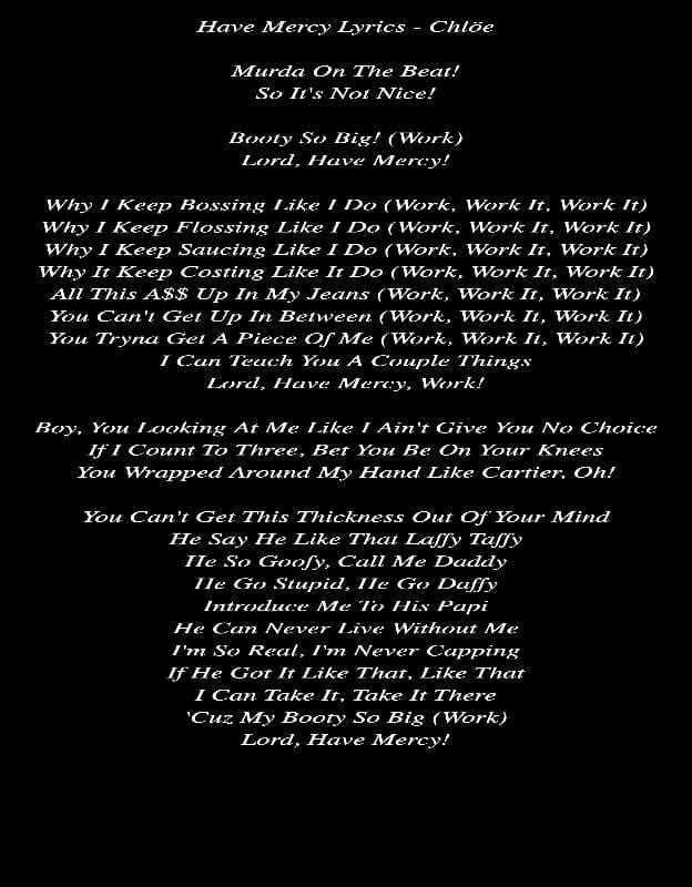 Chlöe - Have Mercy Lyrics Art