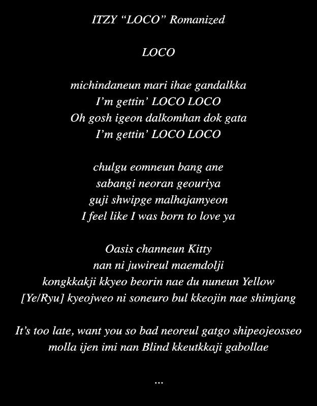 ITZY "LOCO" Romanized (Lyric Art by AZ World News)