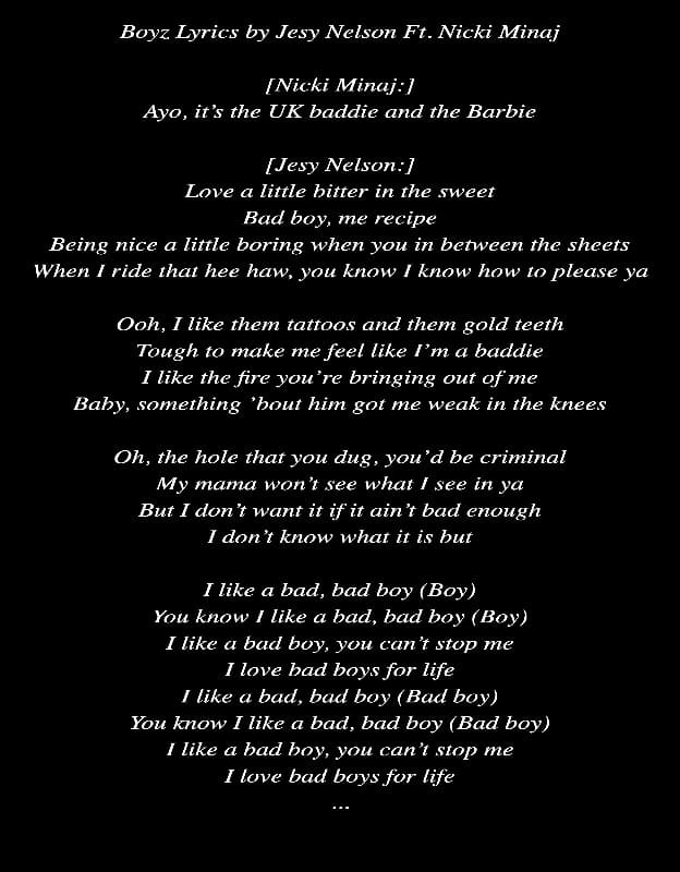 Jesy Nelson Ft. Nicki Minaj - Boyz Lyrics (Lyric art by AZ World News)