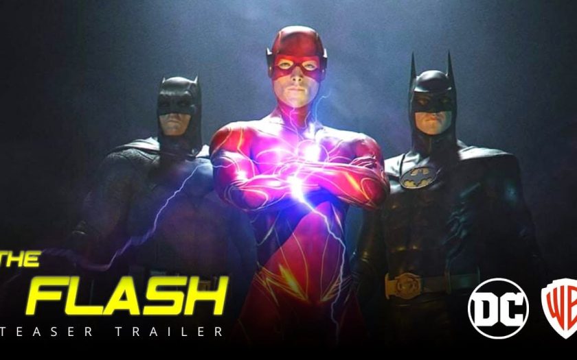 the flash movie 2022 with Ezra Miller as Barry Allen, The Flash, Michael Keaton as Batman, Bruce Wayne and Ben Affleck as Batman, Bruce Wayne